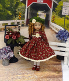 Forest Floral - dress, hat, tights & shoes for Little Darling Doll or 33cm BJD