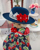 Fresh Cherries - dress, hat, tights & shoes for Little Darling Doll or 33cm BJD