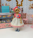 Garden Gate - dress, jacket, beret, tights & shoes for Little Darling Doll or 33cm BJD