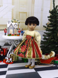 Gilded Poinsettia - dress, tights & shoes for Little Darling Doll or 33cm BJD