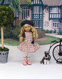Girly Plaid - dress, beret, tights & boots for Little Darling Doll or other 33cm BJD