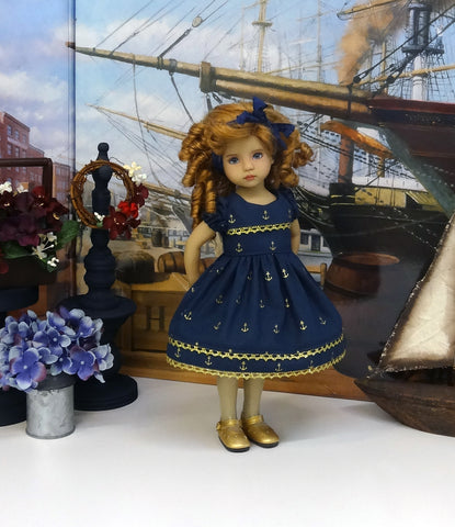 Golden Anchor - dress, tights & shoes for Little Darling Doll or 33cm BJD