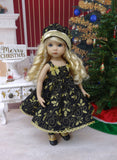 Golden Holly - dress, hat, tights & shoes for Little Darling Doll or 33cm BJD
