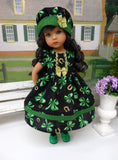 Golden Horseshoe - dress, hat, socks & shoes for Little Darling Doll or 33cm BJD