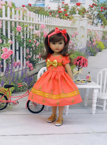 Golden Pineapple - dress & sandals for Little Darling Doll or 33cm BJD