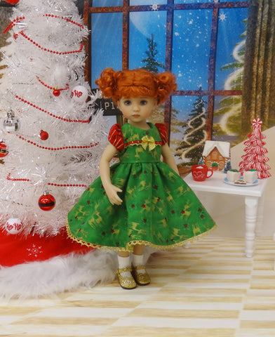 Golden Reindeer - dress, socks & shoes for Little Darling Doll or 33cm BJD