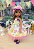 Happy Flowers - dress, hat, tights & shoes for Little Darling Doll or 33cm BJD