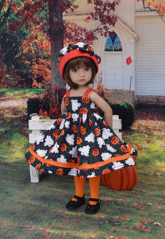 Haunted Pumpkin Patch - dress, hat, tights & shoes for Little Darling Doll or 33cm BJD