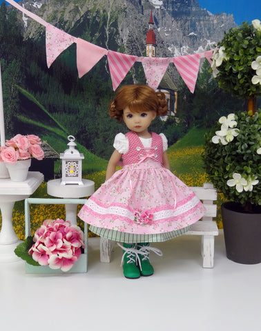 Heidelberg Rose - dirndl ensemble with tights & boots for Little Darling Doll or 33cm BJD