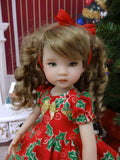 Holly Berries - dress, tights & shoes for Little Darling Doll or other 33cm BJD