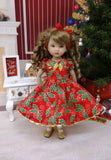Holly Berries - dress, tights & shoes for Little Darling Doll or other 33cm BJD