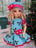 Holly Bough - dress, hat, tights & shoes for Little Darling Doll or 33cm BJD