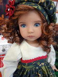 Holly & Mistletoe - dress, hat, tights & shoes for Little Darling Doll or 33cm BJD