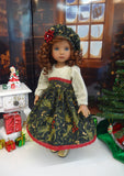 Holly & Mistletoe - dress, hat, tights & shoes for Little Darling Doll or 33cm BJD