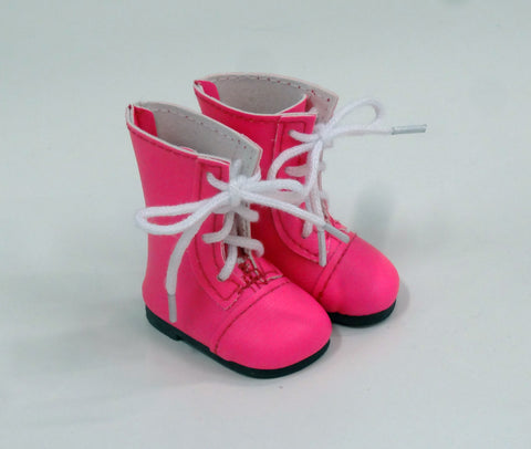 Lace Up Boots - Hot Pink