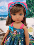 Hula Girl - babydoll top, bloomers, kerchief & sandals for Little Darling Doll or 33cm BJD