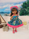 Hula Girl - babydoll top, bloomers, kerchief & sandals for Little Darling Doll or 33cm BJD
