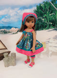 Hula Girl - babydoll top, bloomers, kerchief & sandals for Little Darling Doll or 33cm BJD
