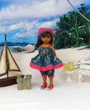 Hula Girl - babydoll top, bloomers, kerchief & sandals for Little Darling Doll or 33cm BJD