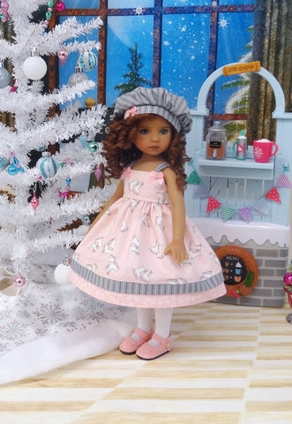 Ice Skate Princess - dress, hat, tights & shoes for Little Darling Doll or 33cm BJD