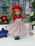 Independence Stripes - dress, hat, socks & shoes for Little Darling Doll or 33cm BJD