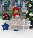 Independence Stripes - dress, hat, socks & shoes for Little Darling Doll or 33cm BJD