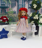 Independence Stripes - dress, hat, socks & shoes for Little Darling Doll or 33cm BJD