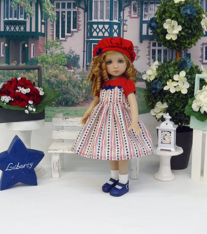 Independence Stripes - dress, hat, socks & shoes for Little Darling Doll or 33cm BJD