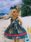 Island Surfer - dress, hat, & sandals for Little Darling Doll
