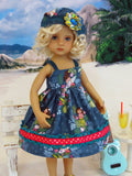 Island Surfer - dress, hat, & sandals for Little Darling Doll