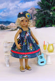 Island Surfer - dress, hat, & sandals for Little Darling Doll
