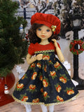 Jingle All The Way - dress, beret, tights & shoes for Little Darling Doll or 33cm BJD