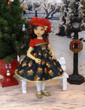 Jingle All The Way - dress, beret, tights & shoes for Little Darling Doll or 33cm BJD