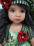 Jolly Holly - jacket, hat, dress, tights & shoes for Little Darling Doll or 33cm BJD