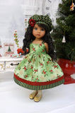 Jolly Holly - jacket, hat, dress, tights & shoes for Little Darling Doll or 33cm BJD