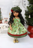 Jolly Holly - jacket, hat, dress, tights & shoes for Little Darling Doll or 33cm BJD