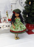 Jolly Holly - jacket, hat, dress, tights & shoes for Little Darling Doll or 33cm BJD