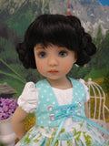 Linderhof Rose - dirndl ensemble with tights & boots for Little Darling Doll or 33cm BJD
