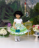 Linderhof Rose - dirndl ensemble with tights & boots for Little Darling Doll or 33cm BJD