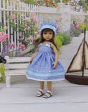 Little Fishies - dress, hat & sandals for Little Darling Doll or 33cm BJD