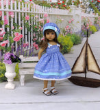 Little Fishies - dress, hat & sandals for Little Darling Doll or 33cm BJD