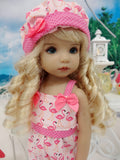 Little Flamingo - romper, hat & sandals for Little Darling Doll or 33cm BJD