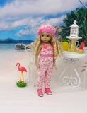 Little Flamingo - romper, hat & sandals for Little Darling Doll or 33cm BJD