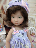 Little Hello Kitty - dress, hat, tights & shoes for Little Darling Doll or 33cm BJD