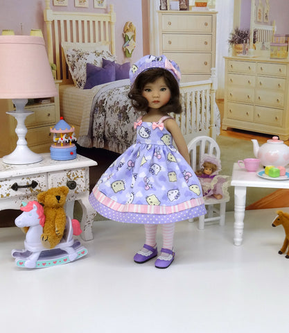 Little Hello Kitty - dress, hat, tights & shoes for Little Darling Doll or 33cm BJD