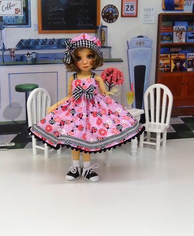 Little Ladybug - dress, hat, socks & saddle shoes for Little Darling Doll or other 33cm BJD