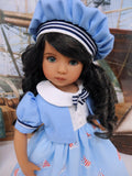 Little Sailor - dress, jacket, hat, socks & saddle shoes for Little Darling Doll or 33cm BJD