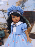 Little Sailor - dress, jacket, hat, socks & saddle shoes for Little Darling Doll or 33cm BJD
