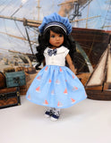 Little Sailor - dress, jacket, hat, socks & saddle shoes for Little Darling Doll or 33cm BJD