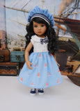 Little Sailor - dress, jacket, hat, socks & saddle shoes for Little Darling Doll or 33cm BJD